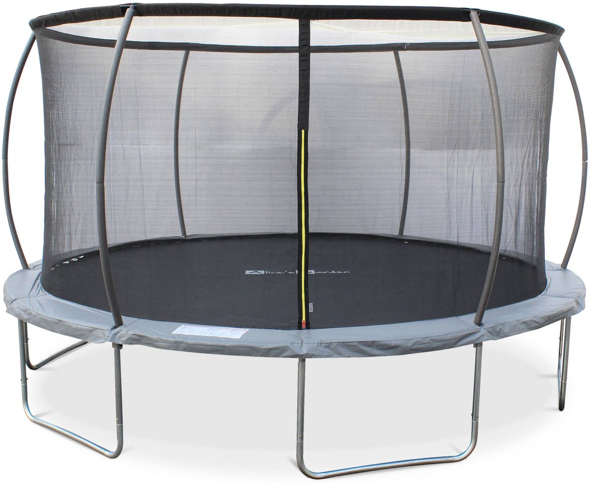 Trampoline rond Ø 430cm grijs met veiligheidsnet aan binnenzijde -Sagittaire– Nieuw model - trampoline voor tuin 4,3m 430 cm